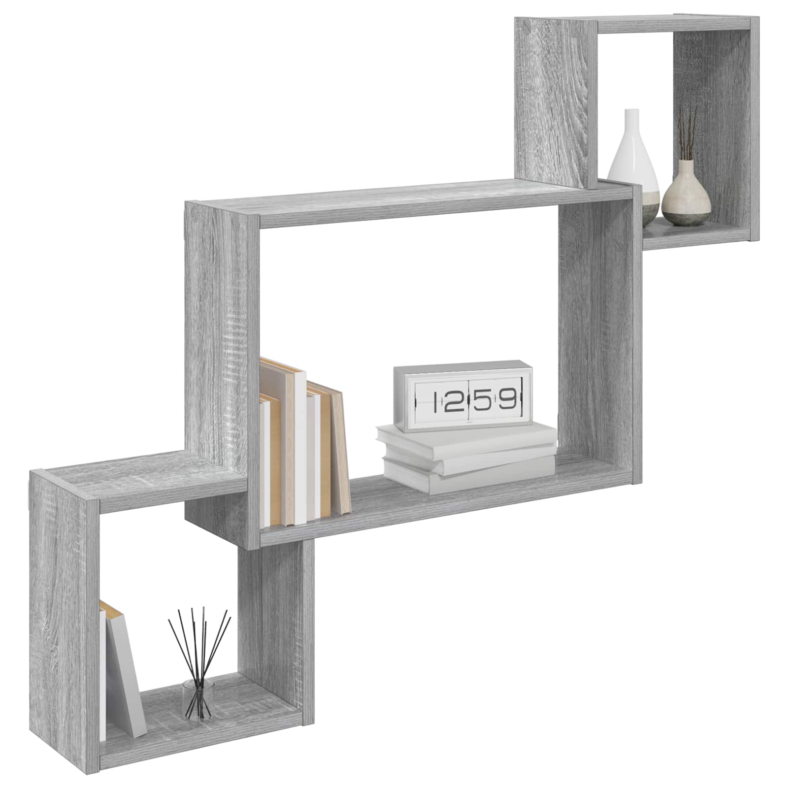 Wandplank Muurmontage Grijs 91,5 x 15 x 76 cm Bewerkt hout is nu te koop bij PeponiXL, paradijselijk wonen!
