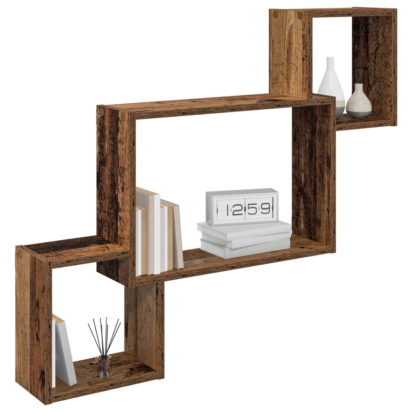 Wandplank Muurmontage Bruin 91,5 x 15 x 76 cm Bewerkt hout is nu te koop bij PeponiXL, paradijselijk wonen!
