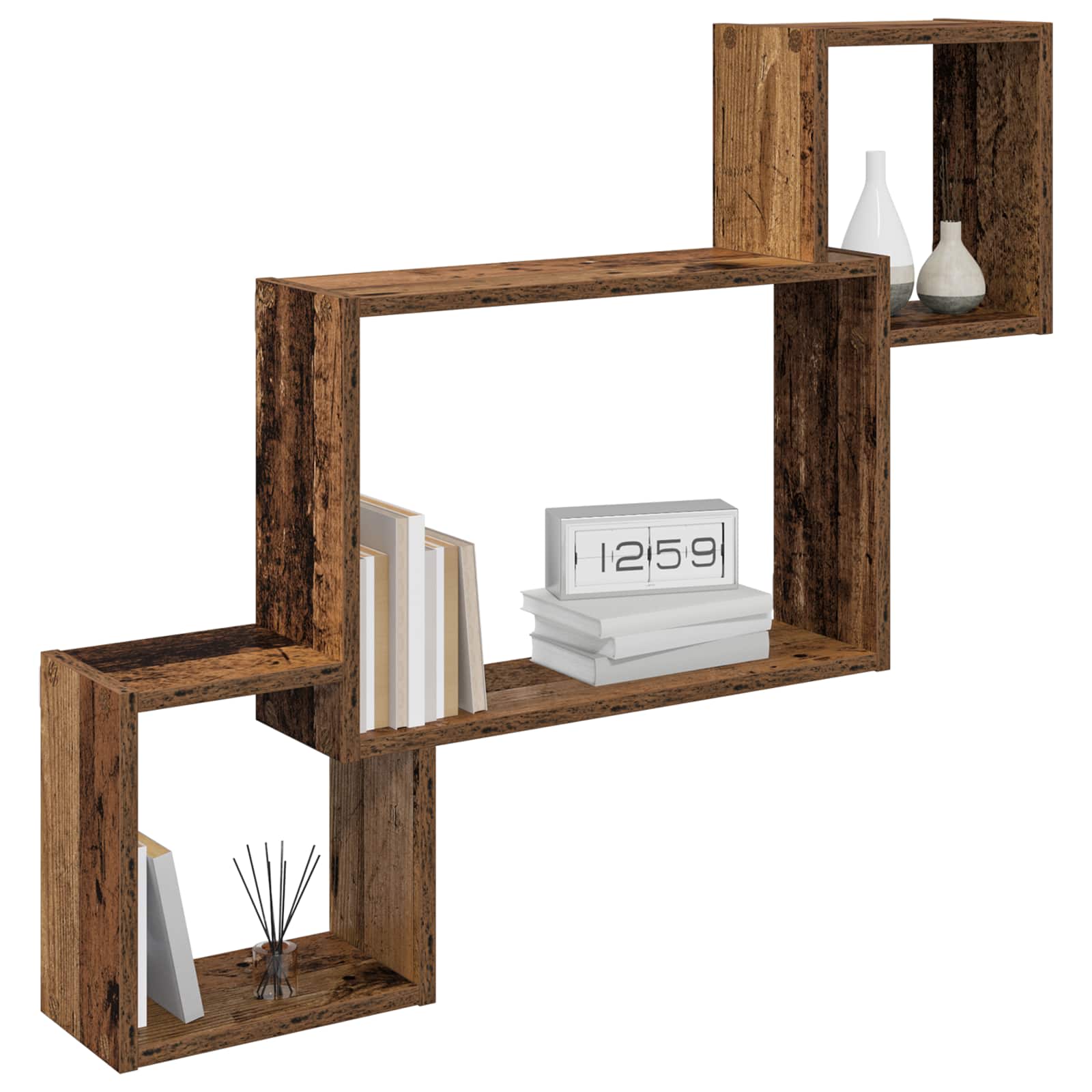 Wandplank Muurmontage Bruin 91,5 x 15 x 76 cm Bewerkt hout is nu te koop bij PeponiXL, paradijselijk wonen!