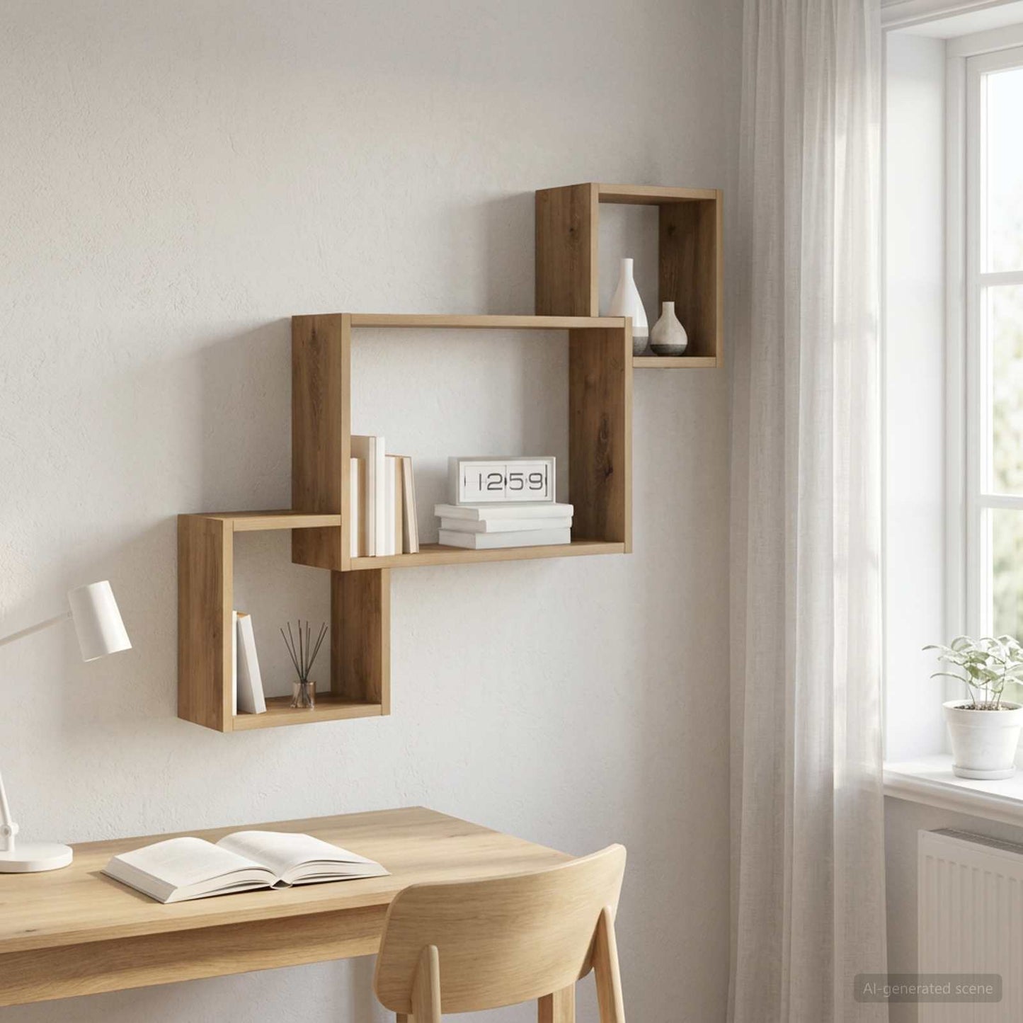 Wandplank Muurmontage Artisanaal eiken 91,5 x 15 x 76 cm