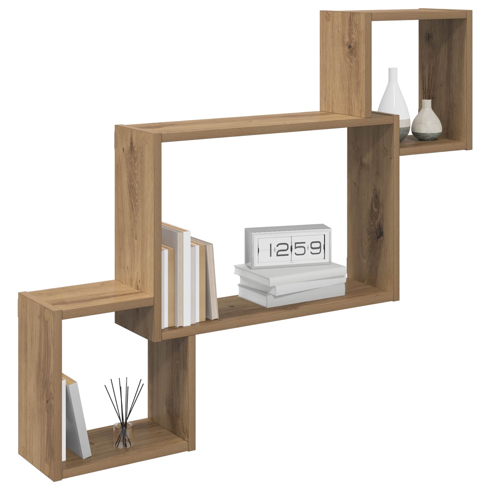 Wandplank Muurmontage Bruin 91,5 x 15 x 76 cm Bewerkt hout is nu te koop bij PeponiXL, paradijselijk wonen!