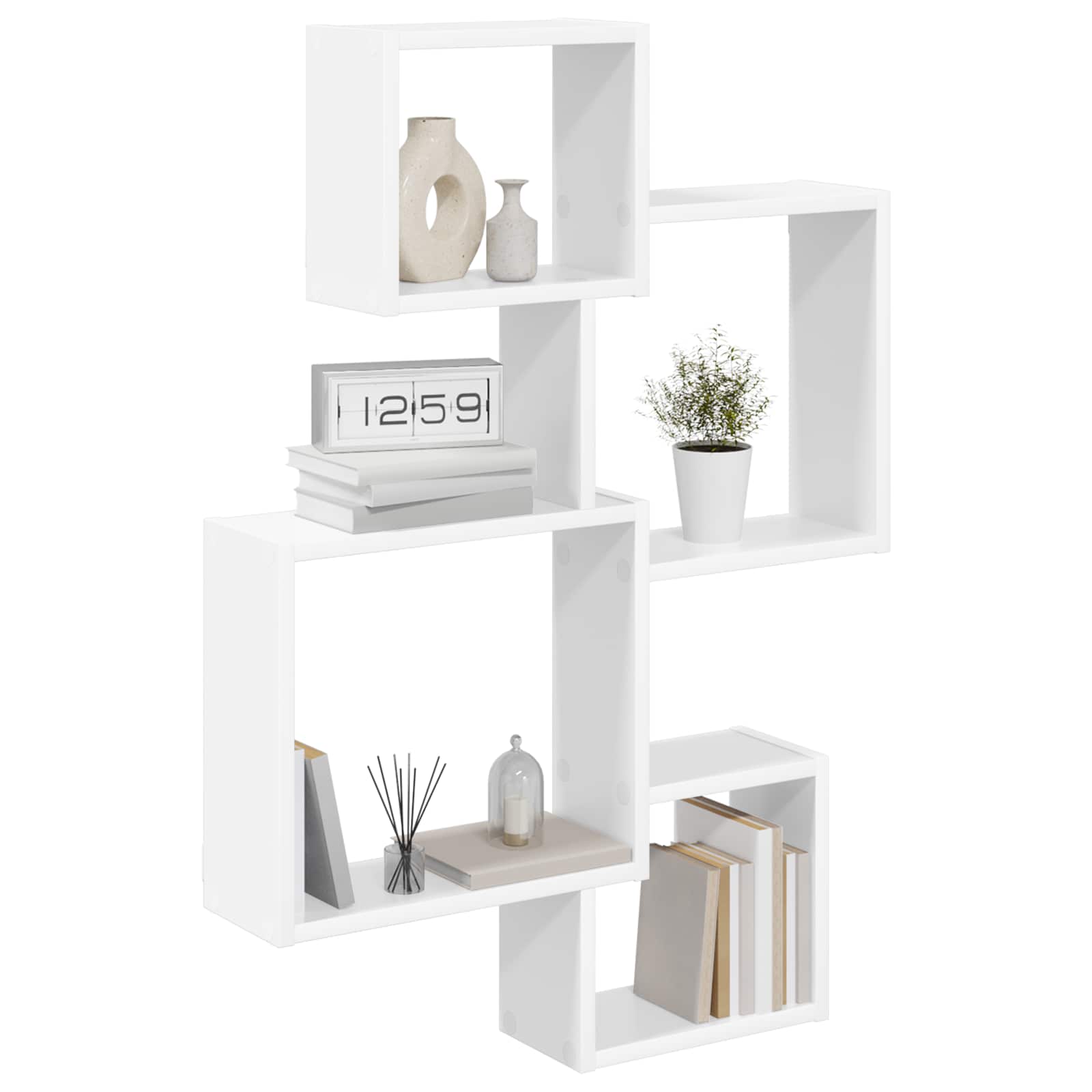 Wand Cube Planken Muurmontage Wit 64 x 13,5 x 91,5 cm is nu te koop bij PeponiXL, paradijselijk wonen!