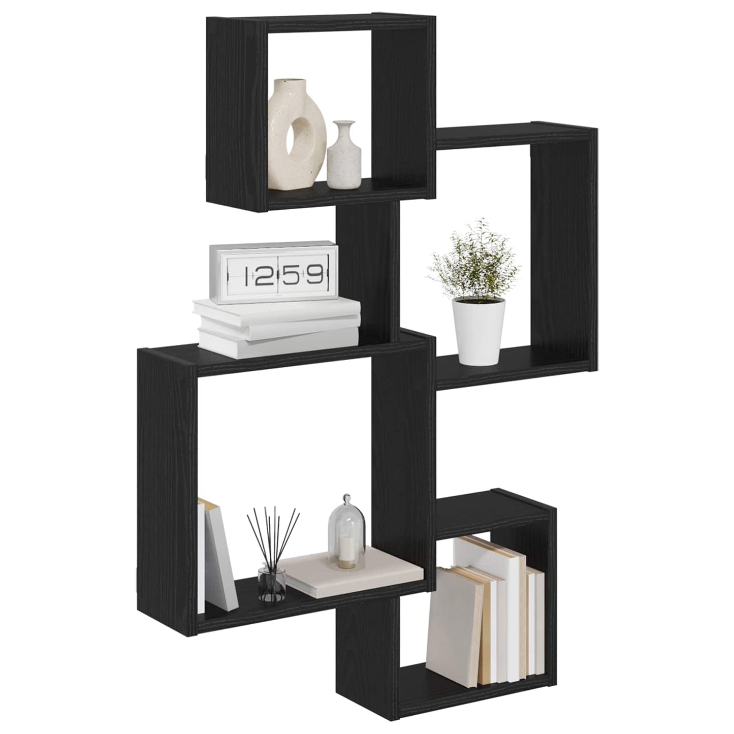 Wand Cube Planken Muurmontage Zwart eiken 64 x 13,5 x 91,5 cm is nu te koop bij PeponiXL, paradijselijk wonen!