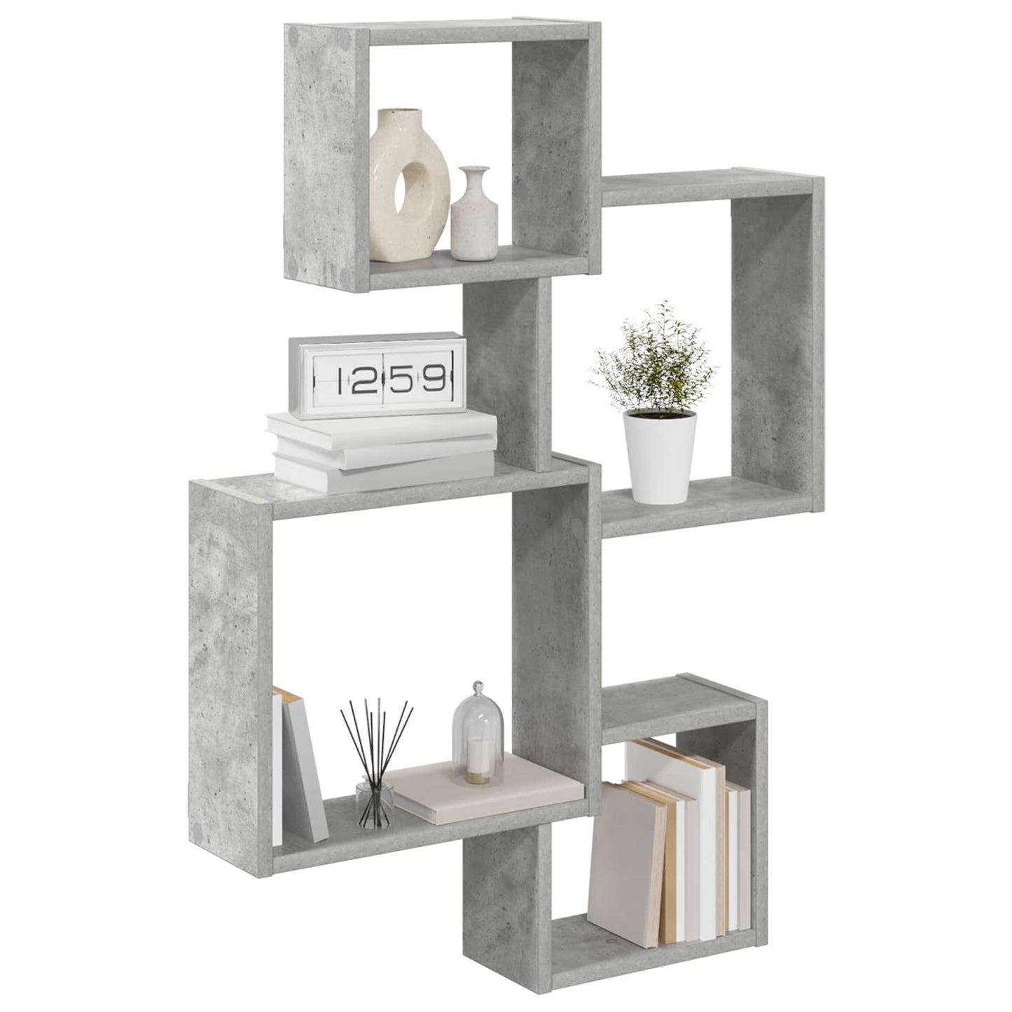 Wand Cube Planken Muurmontage Betongrijs 64 x 13,5 x 91,5 cm is nu te koop bij PeponiXL, paradijselijk wonen!