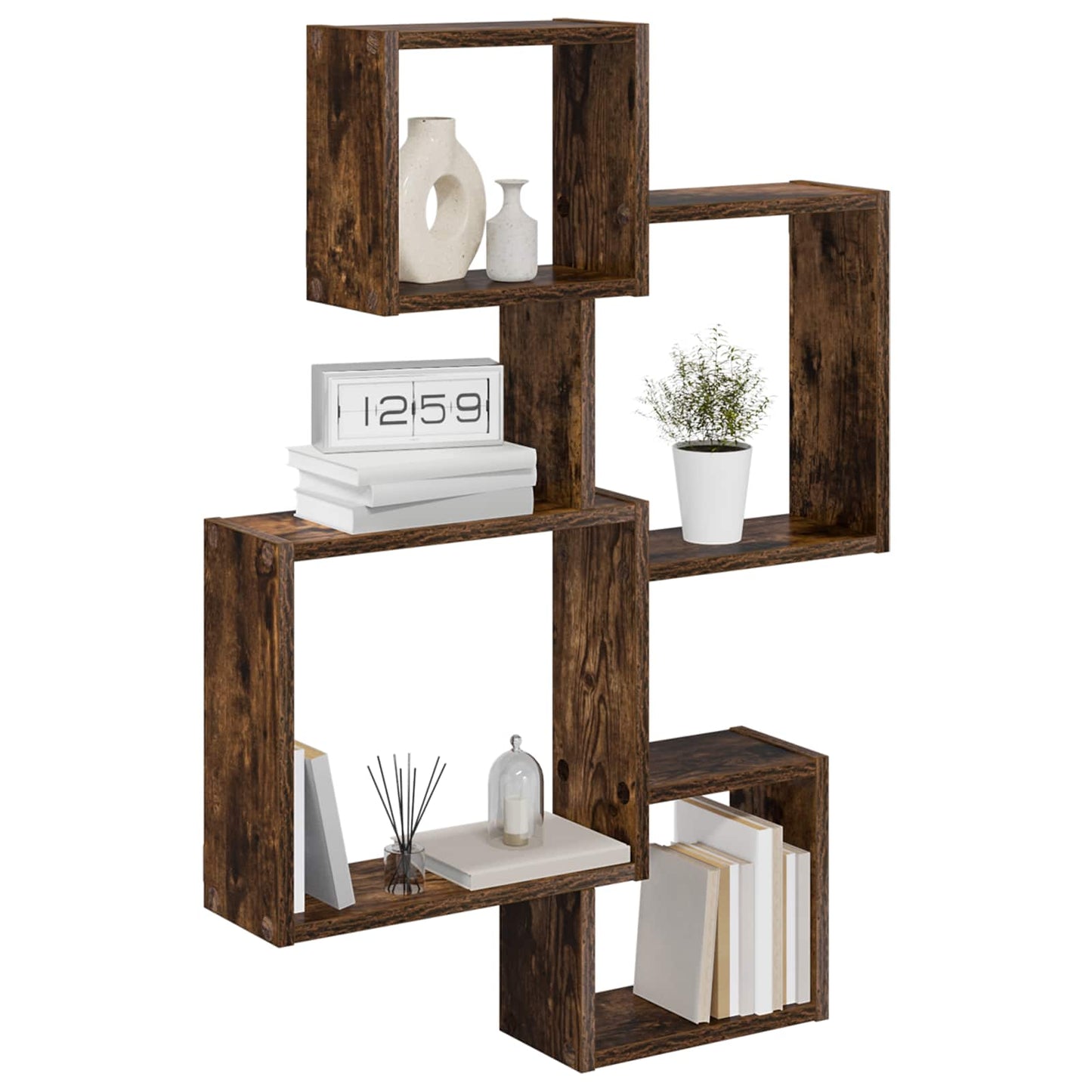 Wand Cube Planken Muurmontage Gerookt eiken 64 x 13,5 x 91,5 cm