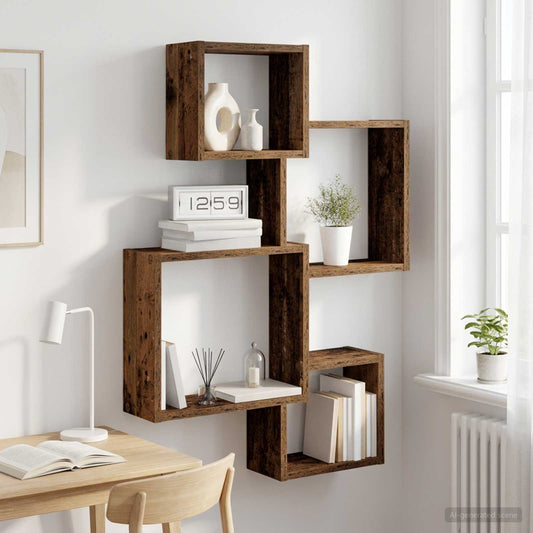 Wand Cube Planken Muurmontage Oud hout 64 x 13,5 x 91,5 cm is nu te koop bij PeponiXL, paradijselijk wonen!