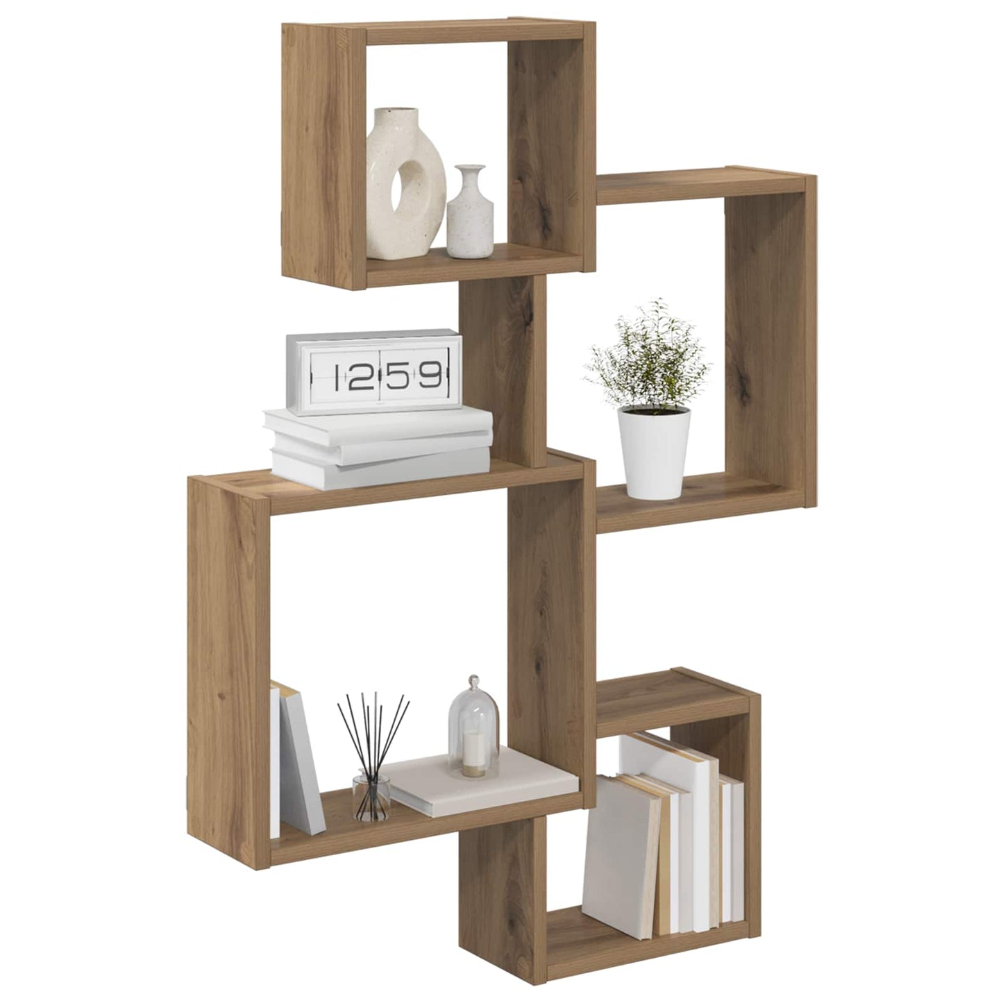 Wand Cube Planken Muurmontage Artisanaal eiken Bewerkt hout
