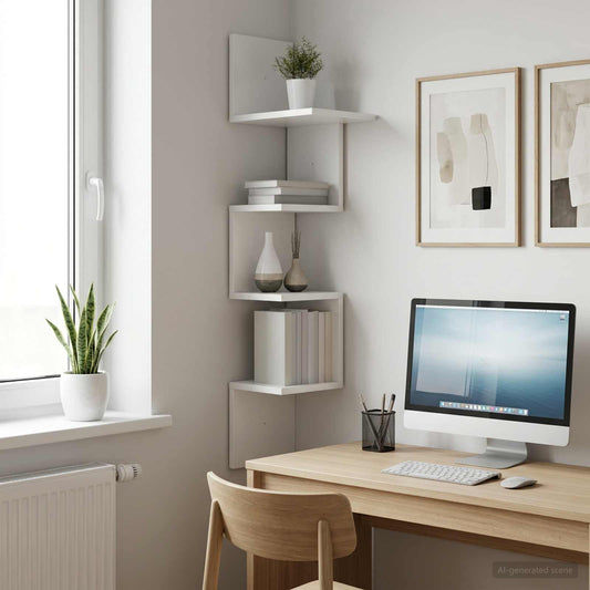Wandplank Muurmontage Wit 32 x 21 x 107 cm Bewerkt hout is nu te koop bij PeponiXL, paradijselijk wonen!