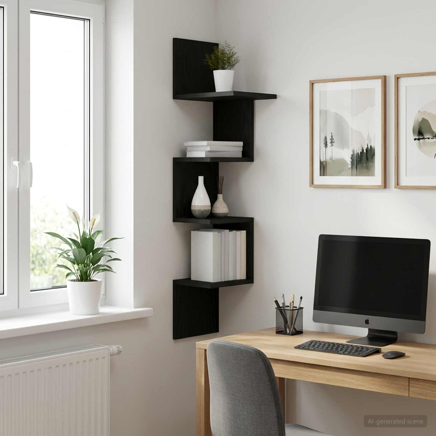 Wandplank Muurmontage Zwart eiken 32 x 21 x 107 cm Bewerkt hout is nu te koop bij PeponiXL, paradijselijk wonen!