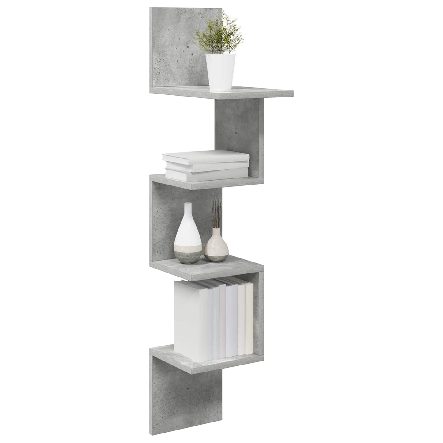 Wandplank Muurmontage Betongrijs 32 x 21 x 107 cm Bewerkt hout