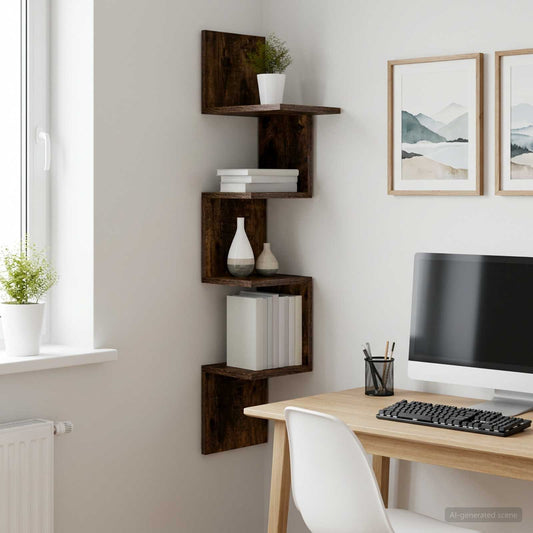 Wandplank Muurmontage Gerookt eiken 32 x 21 x 107 cm is nu te koop bij PeponiXL, paradijselijk wonen!