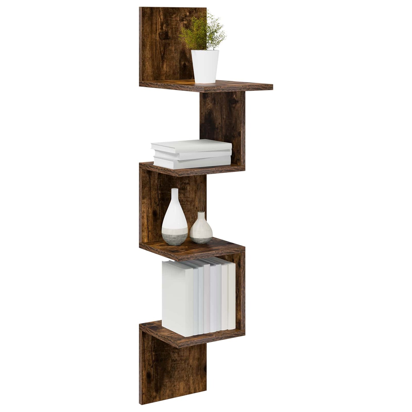 Wandplank Muurmontage Gerookt eiken 32 x 21 x 107 cm