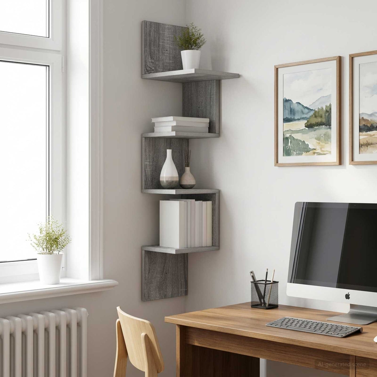Wandplank Muurmontage Grijs Sonoma 32 x 21 x 107 cm