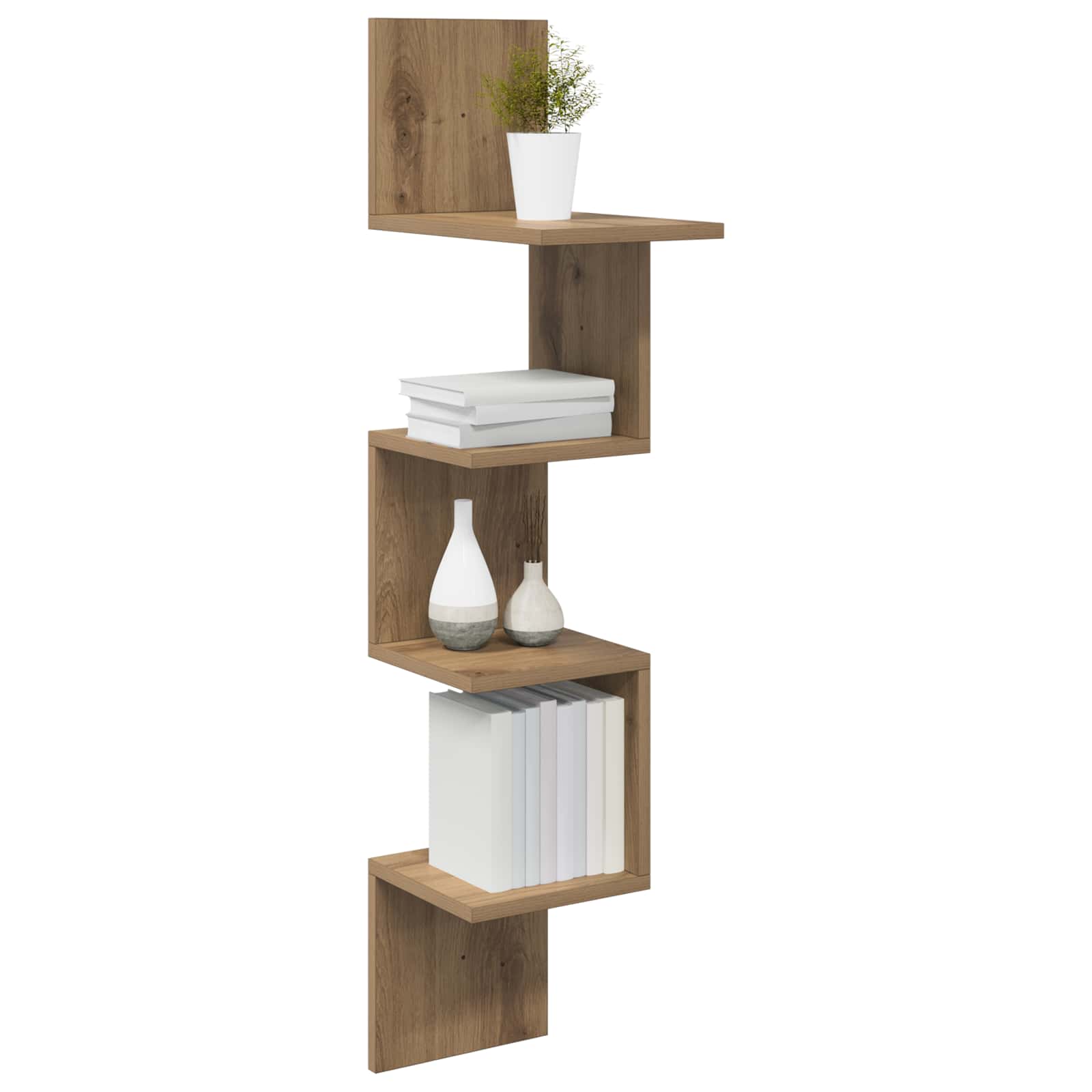 Wandplank Muurmontage Artisanaal eiken 32 x 21 x 107 cm is nu te koop bij PeponiXL, paradijselijk wonen!