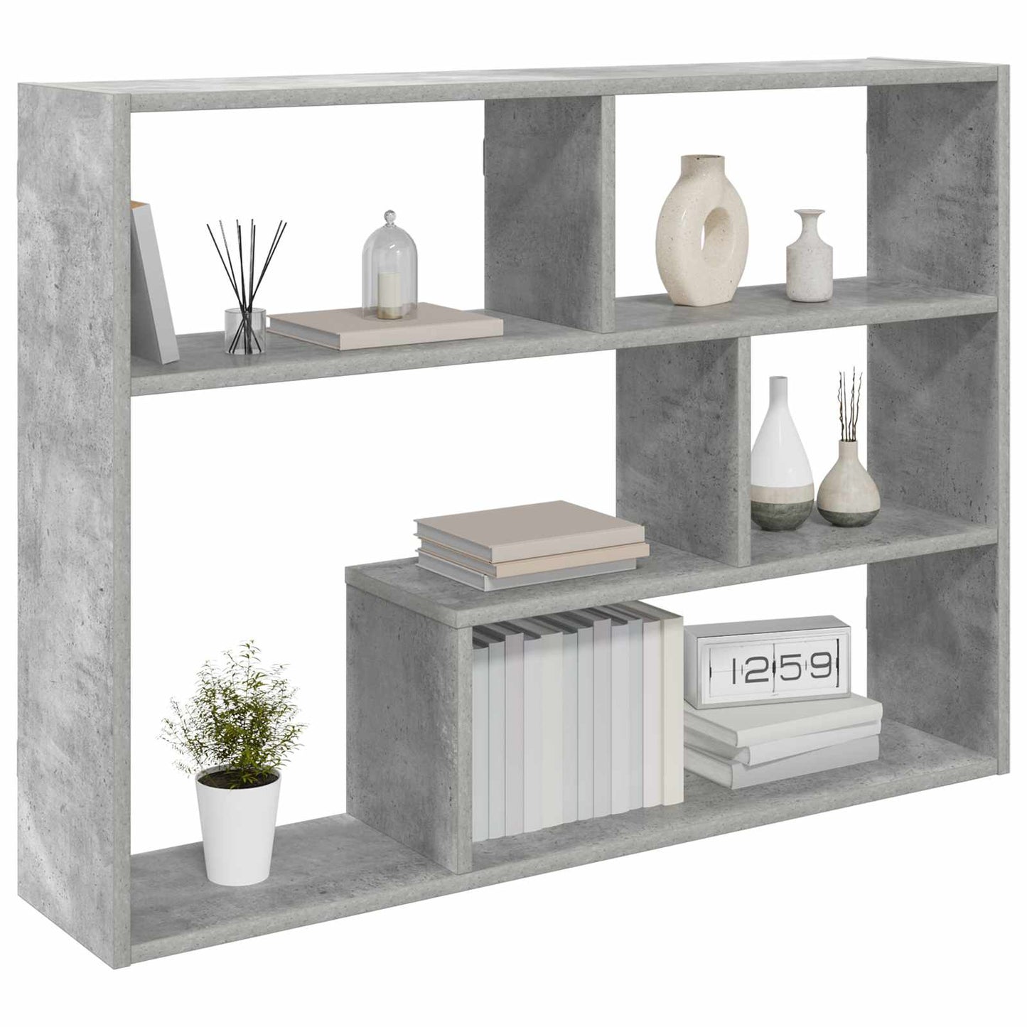 Wandplank Muurmontage Betongrijs 95 x 20 x 69,5 cm Bewerkt hout