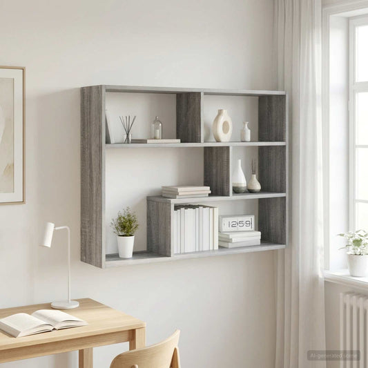 Wandplank Muurmontage Grijs Sonoma 95 x 20 x 69,5 cm is nu te koop bij PeponiXL, paradijselijk wonen!
