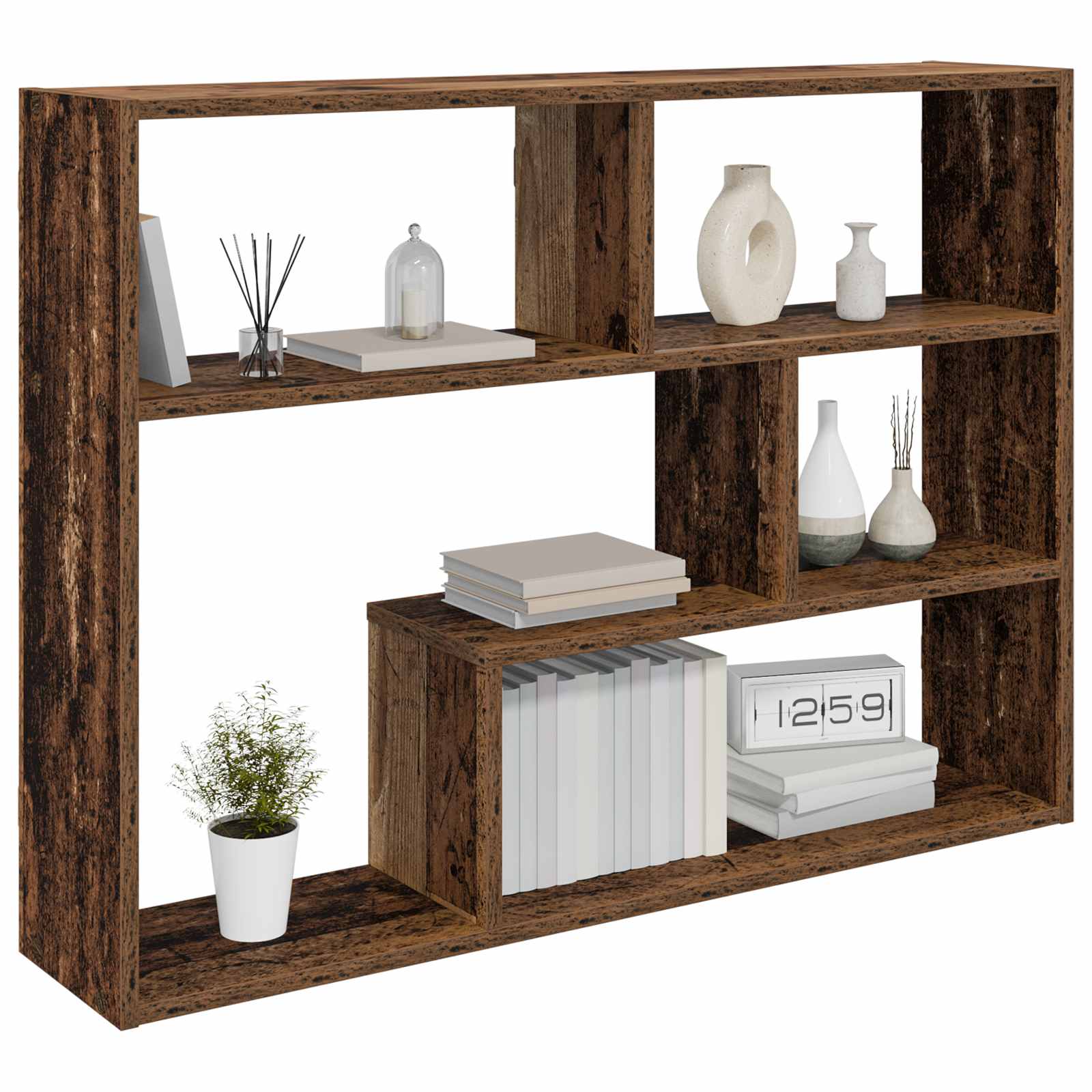 Wandplank Muurmontage Oud hout 95 x 20 x 69,5 cm Bewerkt hout is nu te koop bij PeponiXL, paradijselijk wonen!