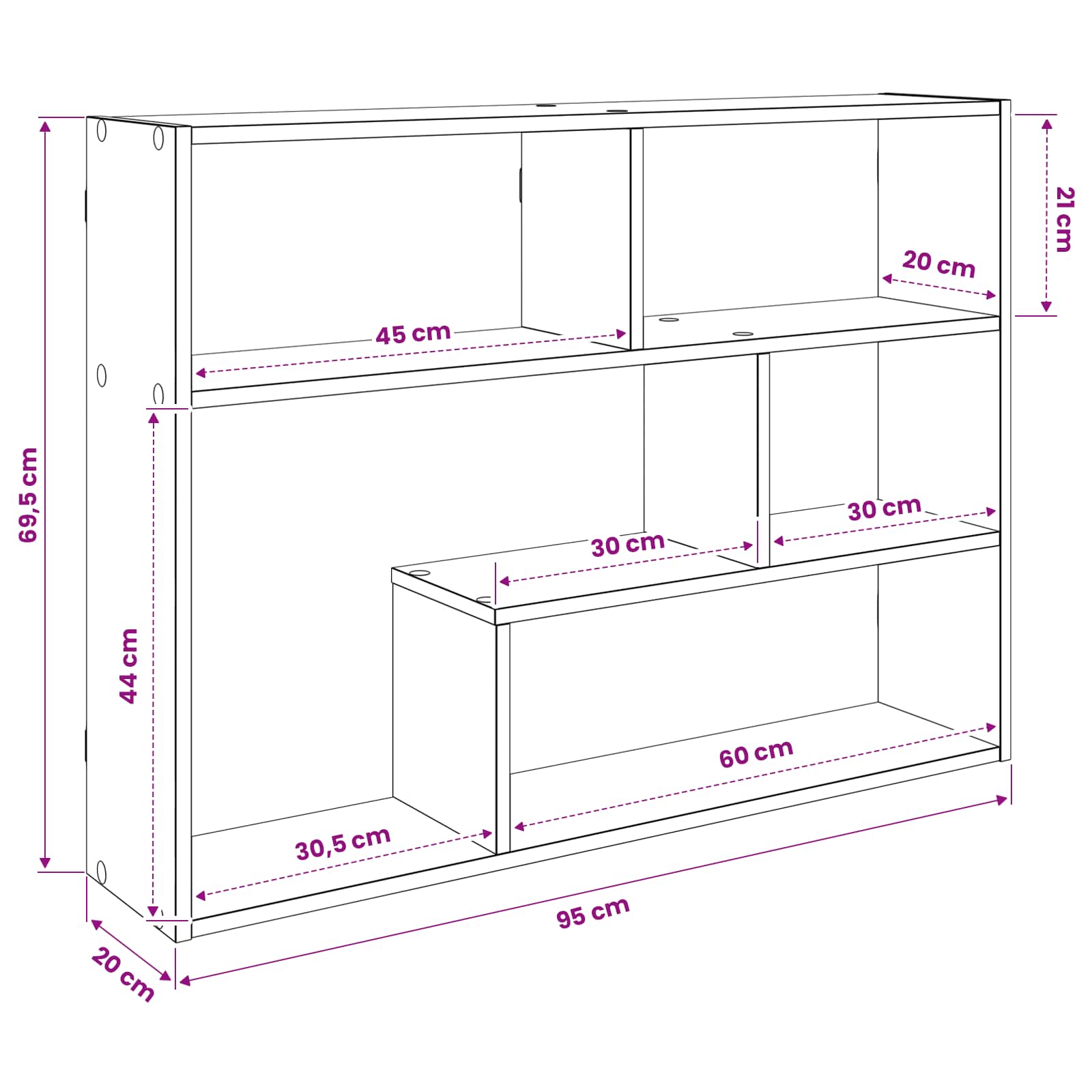 Wandplank Muurmontage Oud hout 95 x 20 x 69,5 cm Bewerkt hout is nu te koop bij PeponiXL, paradijselijk wonen!