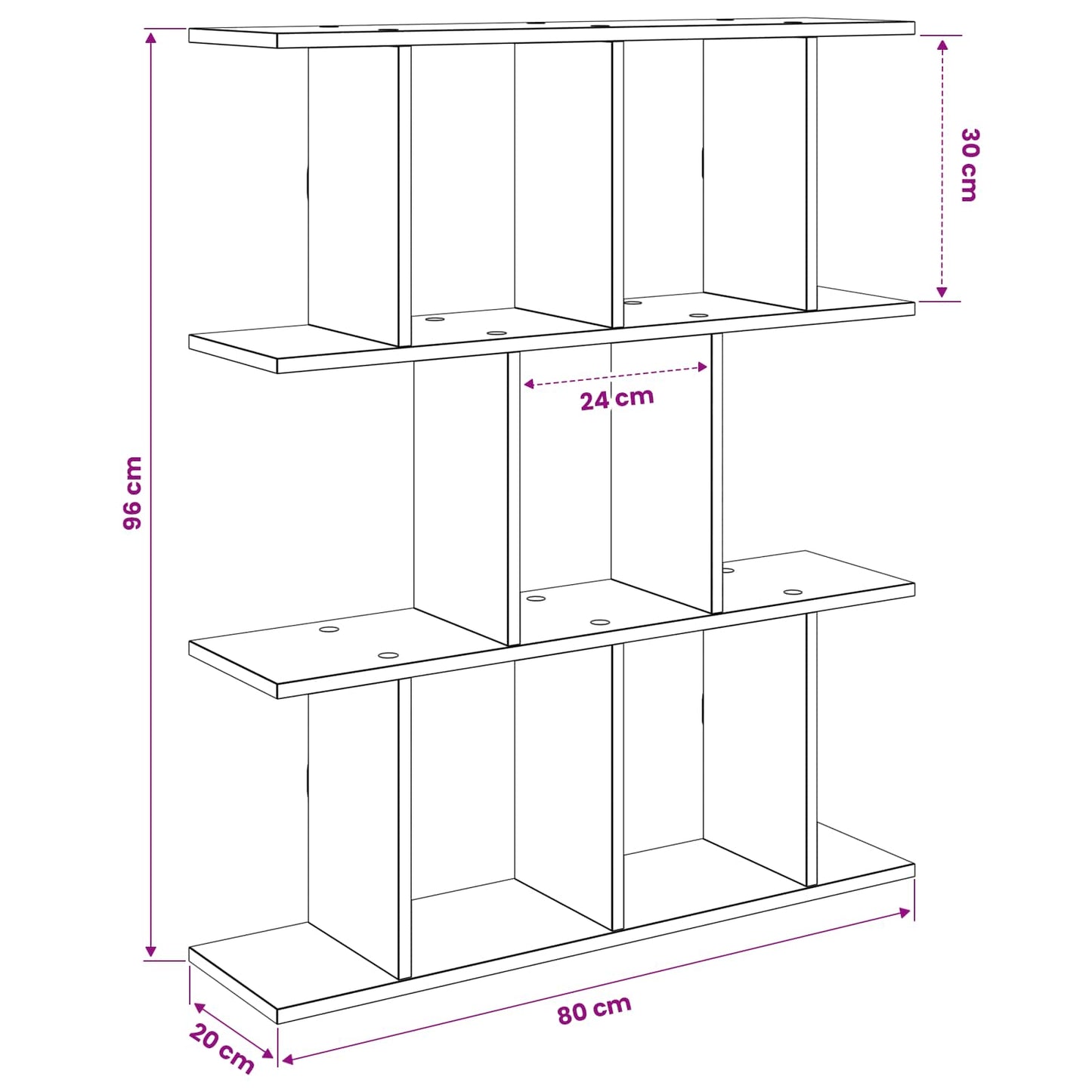 Wandplank Artisanaal eiken 80 x 20 x 96 cm Bewerkt hout