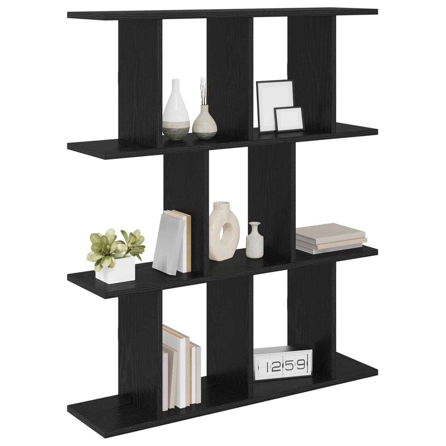 Wandplank Zwart eiken 102 x 20 x 96 cm Bewerkt hout