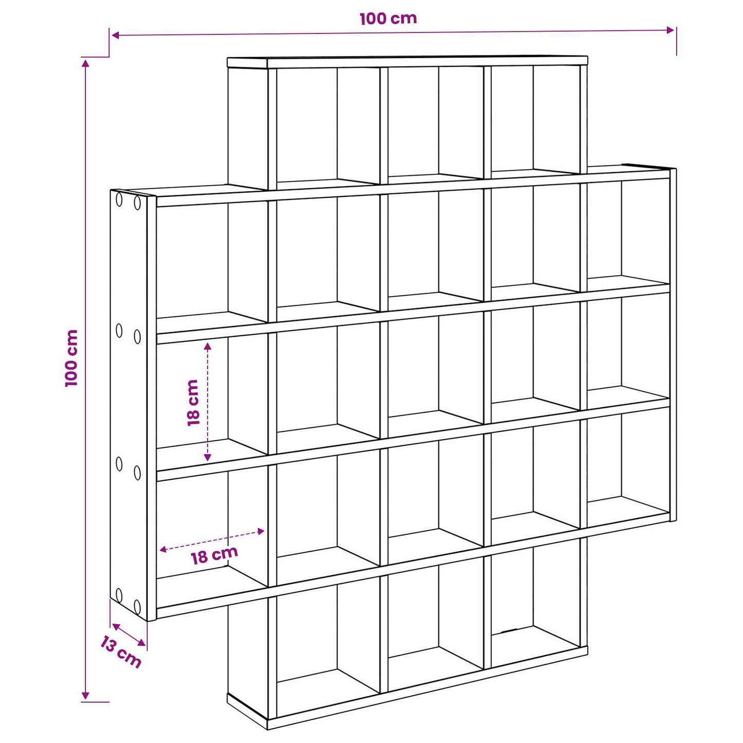 Wandplank Grijs Sonoma 100 x 13 x 100 cm Bewerkt hout