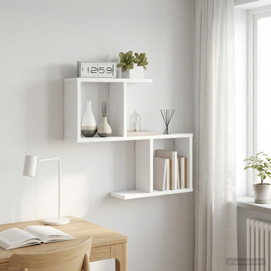 Wandplank Wit 60 x 12 x 50,5 cm Bewerkt hout is nu te koop bij PeponiXL, paradijselijk wonen!