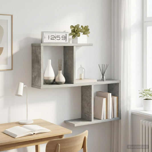Wandplank Betongrijs 60 x 12 x 50,5 cm Bewerkt hout is nu te koop bij PeponiXL, paradijselijk wonen!