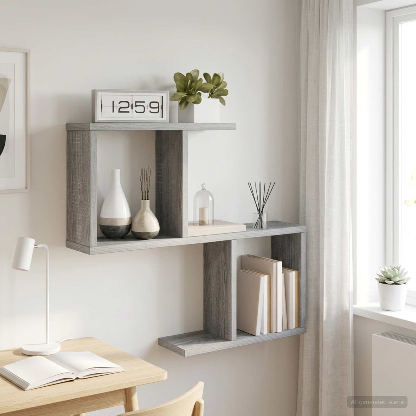 Wandplank Grijs Sonoma 60 x 12 x 50,5 cm Bewerkt hout is nu te koop bij PeponiXL, paradijselijk wonen!