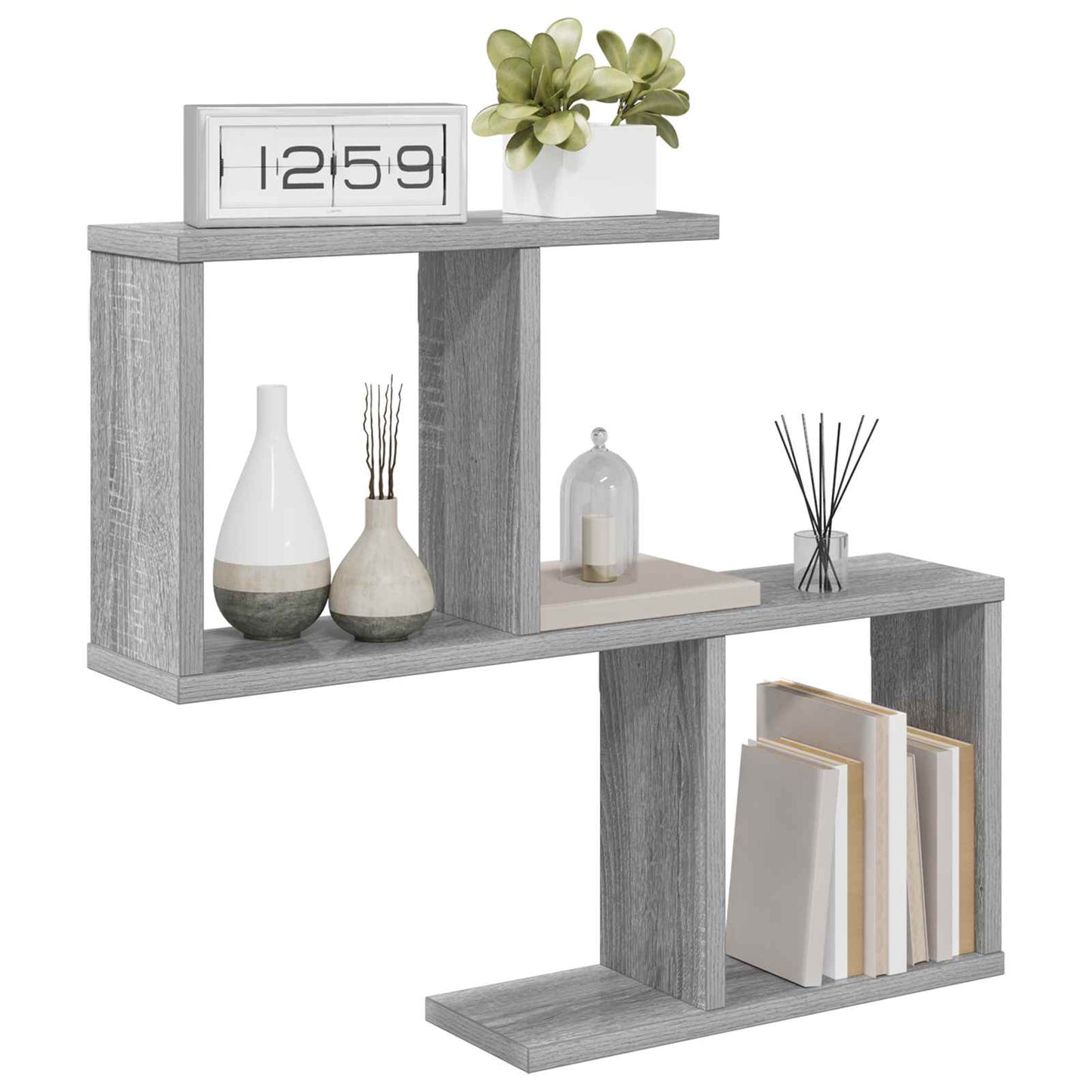 Wandplank Grijs Sonoma 60 x 12 x 50,5 cm Bewerkt hout is nu te koop bij PeponiXL, paradijselijk wonen!