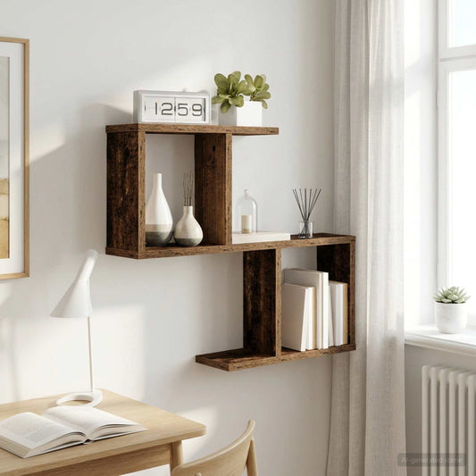 Wandplank Oud hout 60 x 12 x 50,5 cm Bewerkt hout is nu te koop bij PeponiXL, paradijselijk wonen!