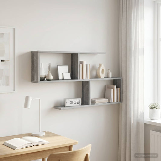 Wandplank Grijs Sonoma 100 x 12 x 50,5 cm Bewerkt hout is nu te koop bij PeponiXL, paradijselijk wonen!