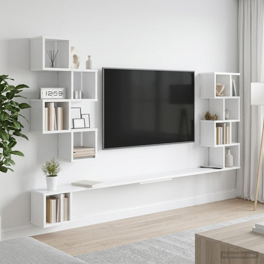 Vaste TV Plank Wit 200 x 15 x 94 cm Bewerkt hout is nu te koop bij PeponiXL, paradijselijk wonen!
