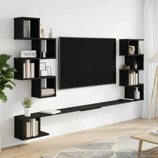 Vaste TV Plank Zwart eiken 200 x 15 x 94 cm Bewerkt hout is nu te koop bij PeponiXL, paradijselijk wonen!