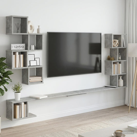Vaste TV Plank Betongrijs 200 x 15 x 94 cm Bewerkt hout is nu te koop bij PeponiXL, paradijselijk wonen!