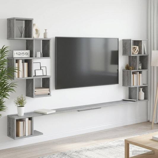 Vaste TV Plank Grijs Sonoma 200 x 15 x 94 cm Bewerkt hout is nu te koop bij PeponiXL, paradijselijk wonen!