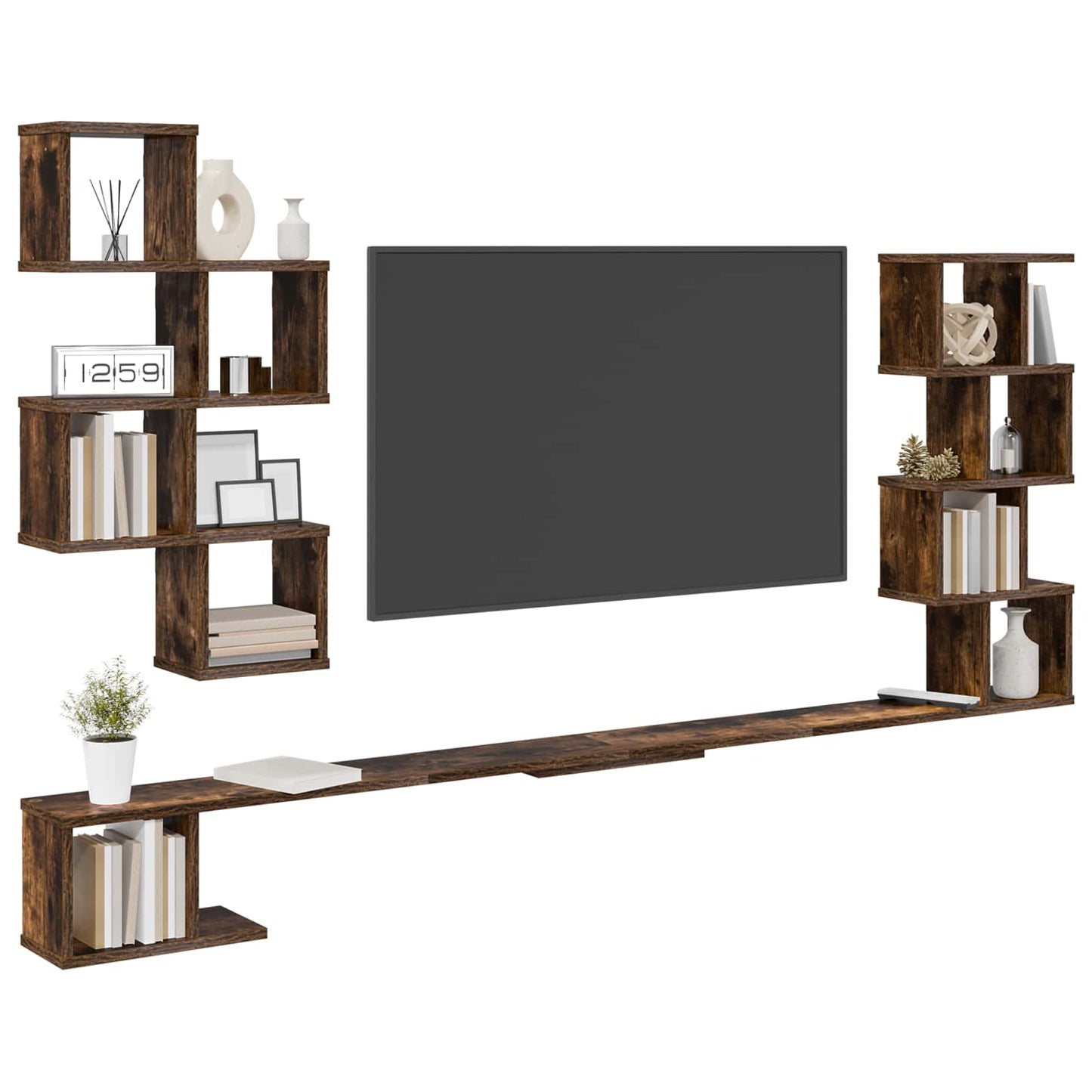 Vaste TV Plank Gerookt eiken 160 x 15 x 94 cm Bewerkt hout