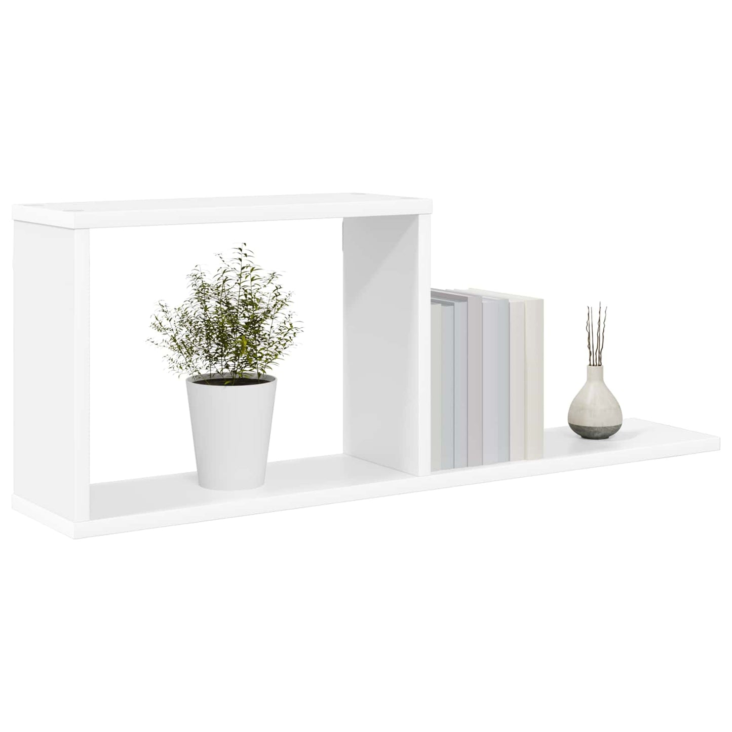 Zwevende schappen Wit 80 x 15 x 30 cm Bewerkt hout