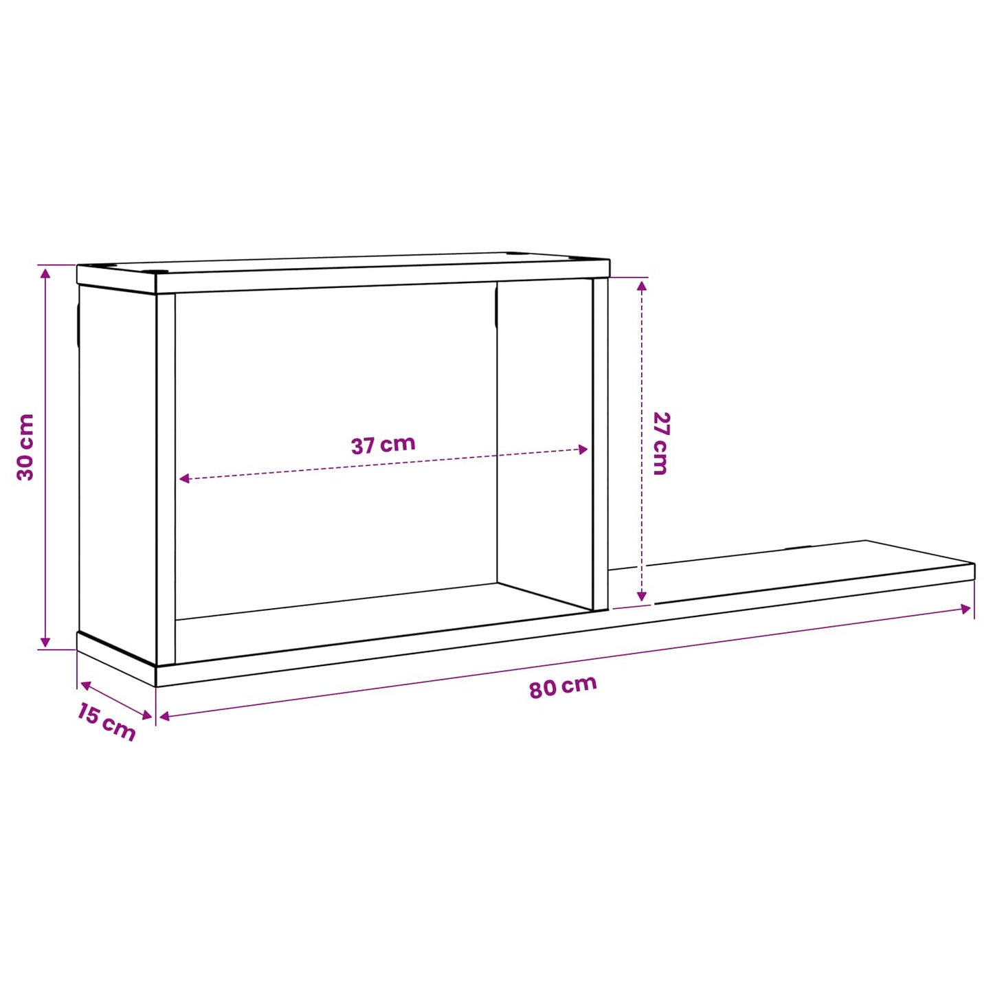 Zwevende schappen Wit 80 x 15 x 30 cm Bewerkt hout