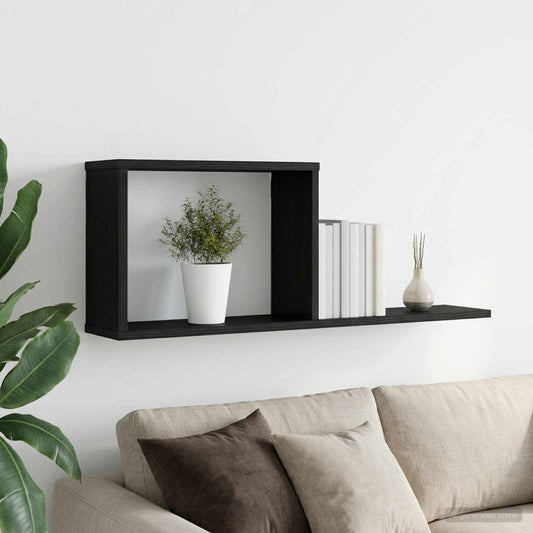Zwevende schappen Zwart eiken 80 x 15 x 30 cm Bewerkt hout is nu te koop bij PeponiXL, paradijselijk wonen!