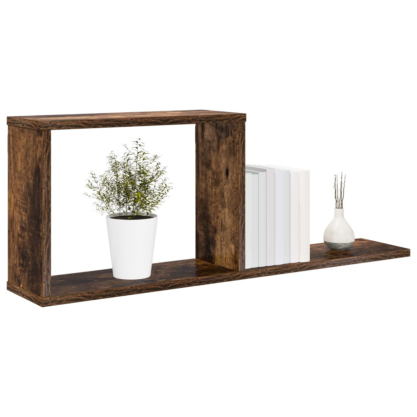 Zwevende schappen Gerookt eiken 80 x 15 x 30 cm Bewerkt hout