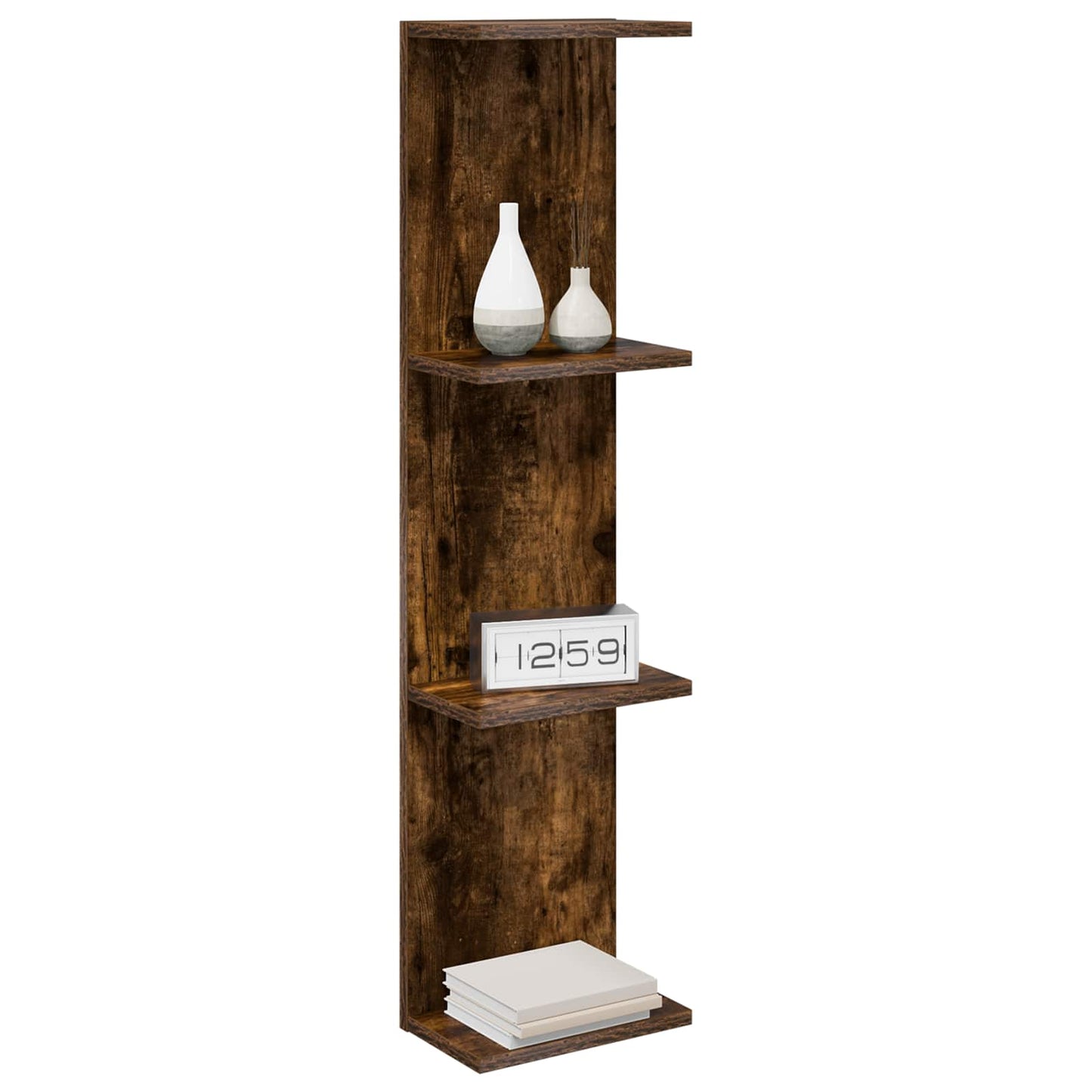 Wandplank 2 pcs Gerookt eiken 25 x 15 x 100 cm Bewerkt hout