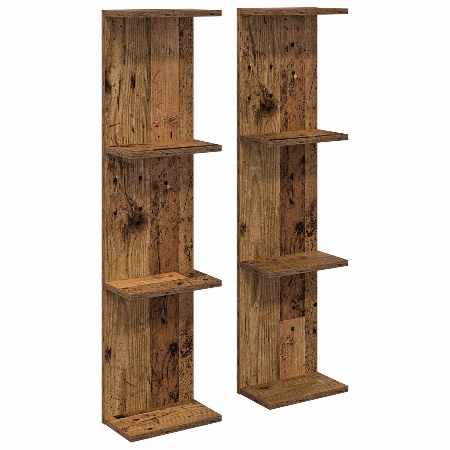 Wandplank 2 pcs Oud hout 25 x 15 x 100 cm Bewerkt hout