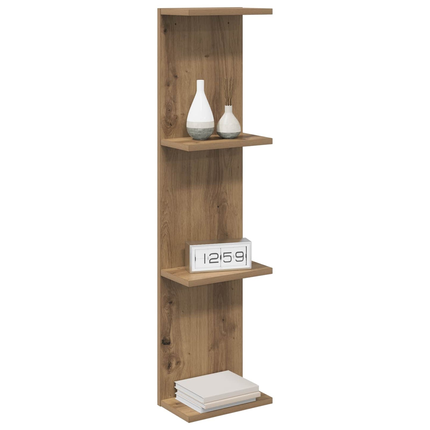 Wandplank 2 pcs Artisanaal eiken 25 x 15 x 100 cm Bewerkt hout