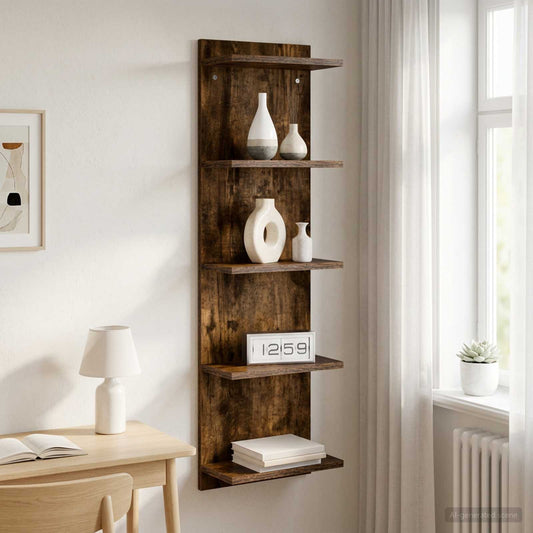 Wandplank Gerookt eiken 30 x 15 x 100 cm Bewerkt hout is nu te koop bij PeponiXL, paradijselijk wonen!