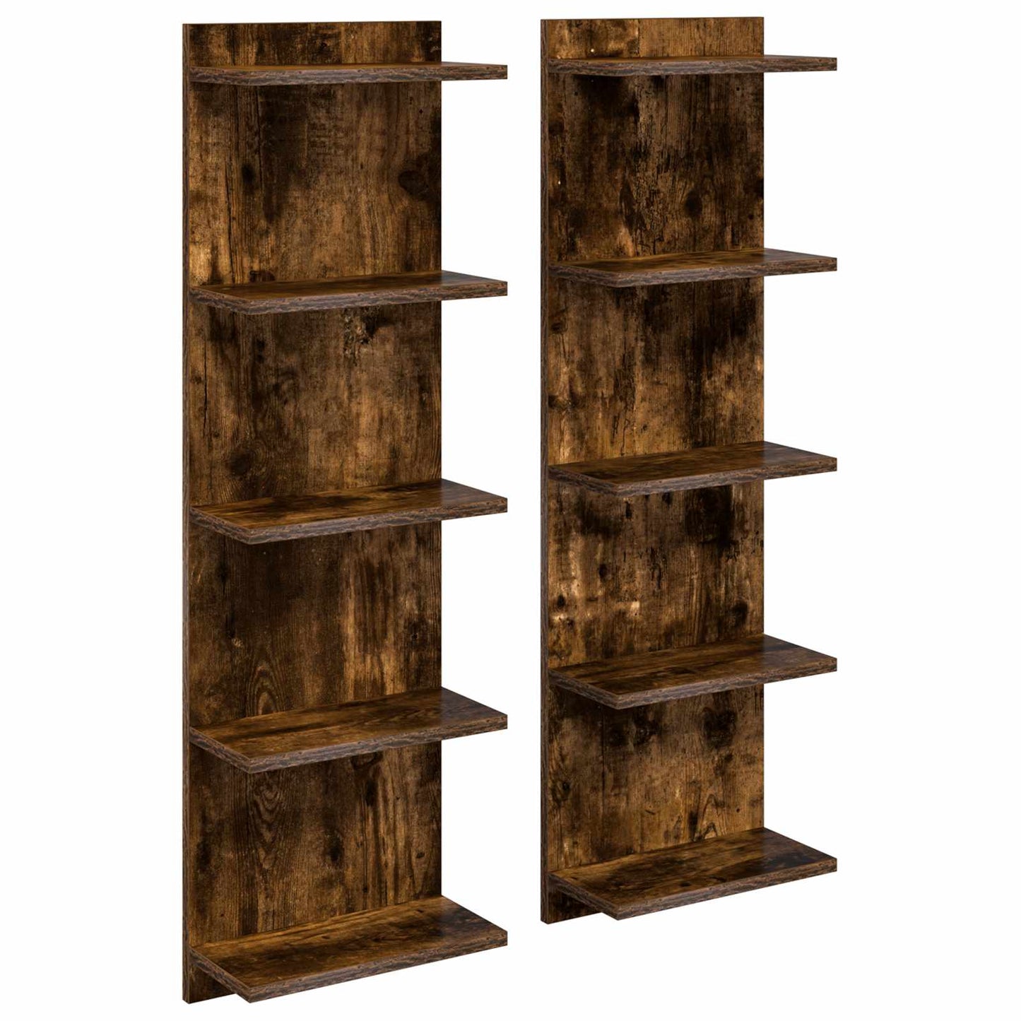 Wandplank 2 pcs Gerookt eiken 30 x 15 x 100 cm Bewerkt hout