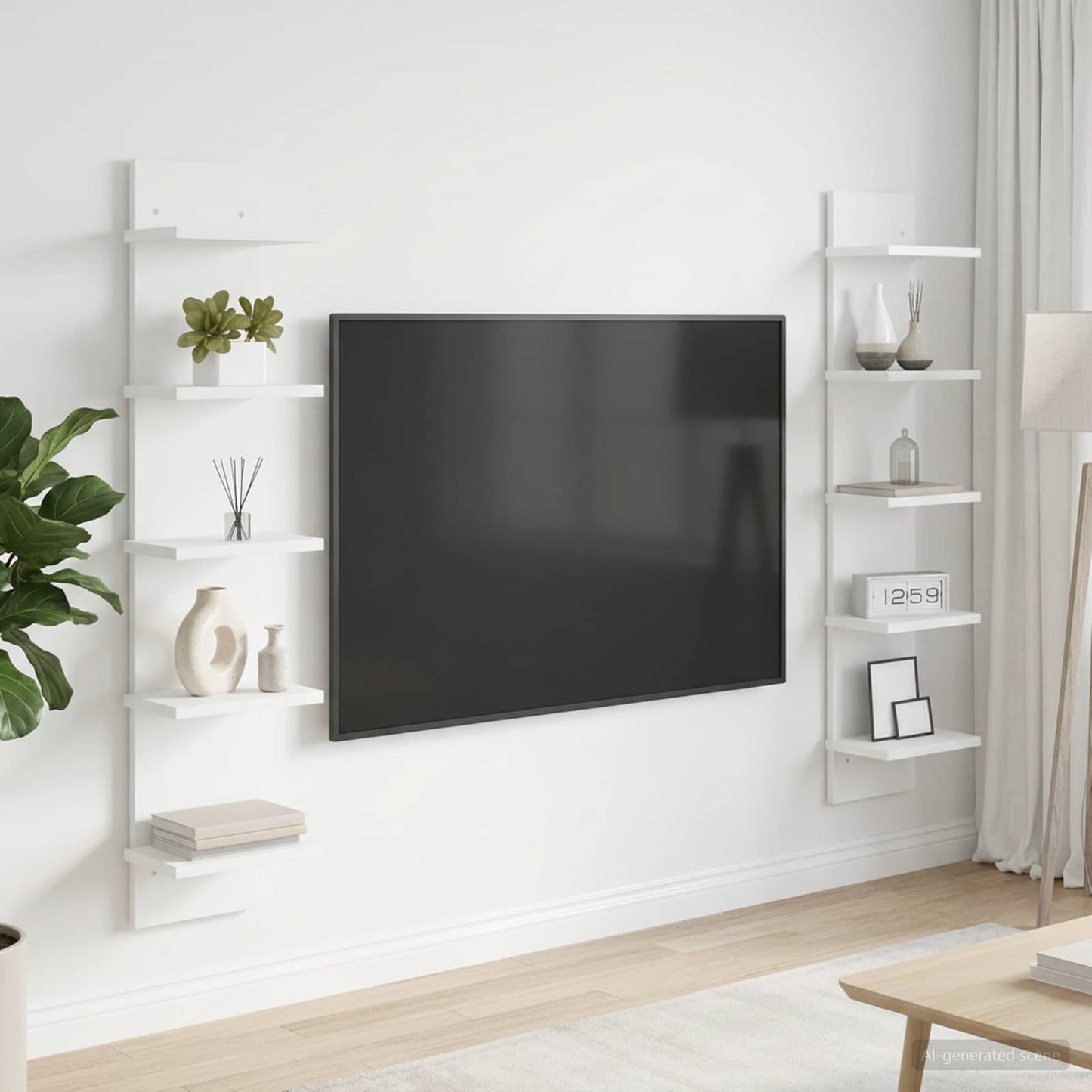 Wandplank 2 pcs Wit 22 x 15 x 100 cm Bewerkt hout is nu te koop bij PeponiXL, paradijselijk wonen!