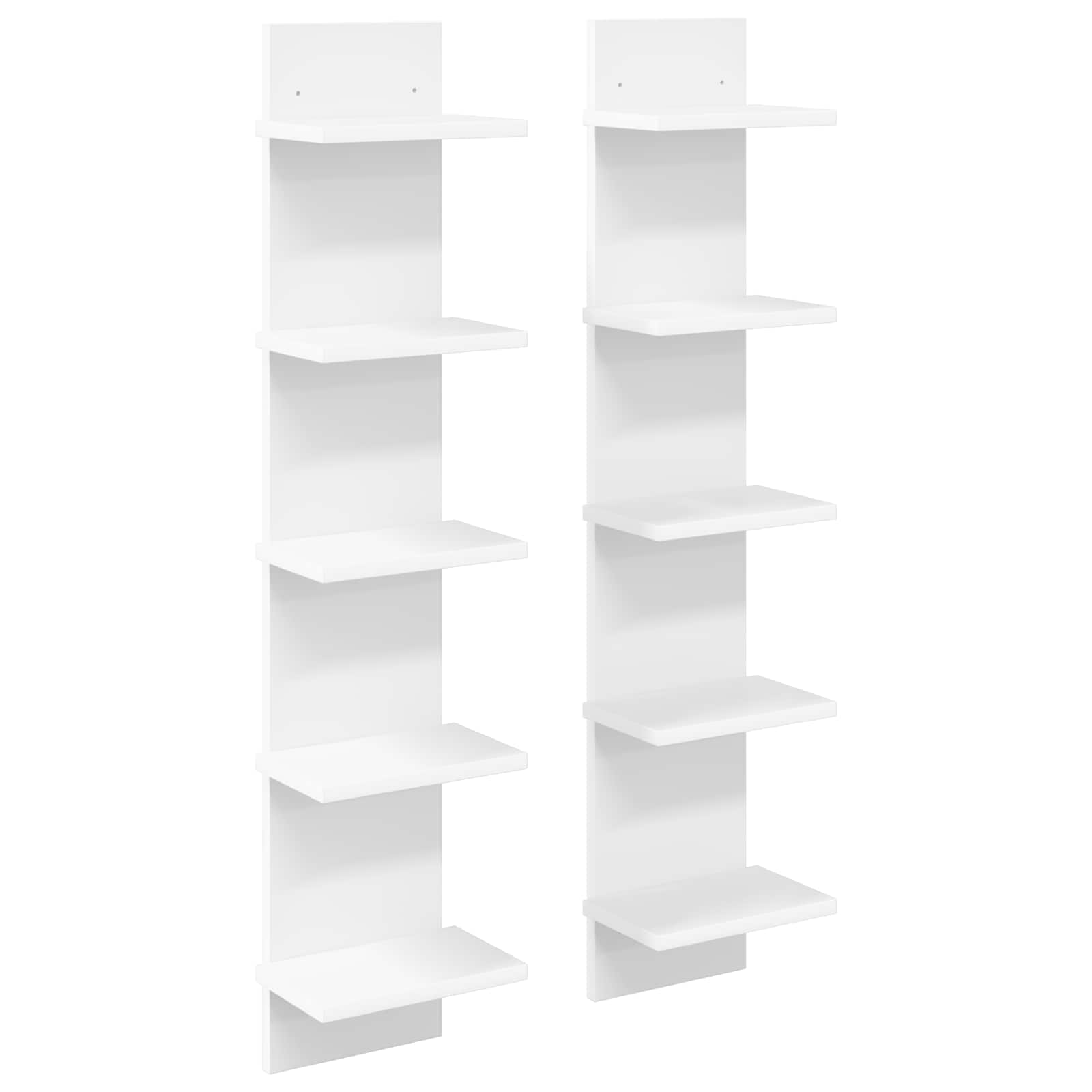 Wandplank 2 pcs Wit 22 x 15 x 100 cm Bewerkt hout is nu te koop bij PeponiXL, paradijselijk wonen!