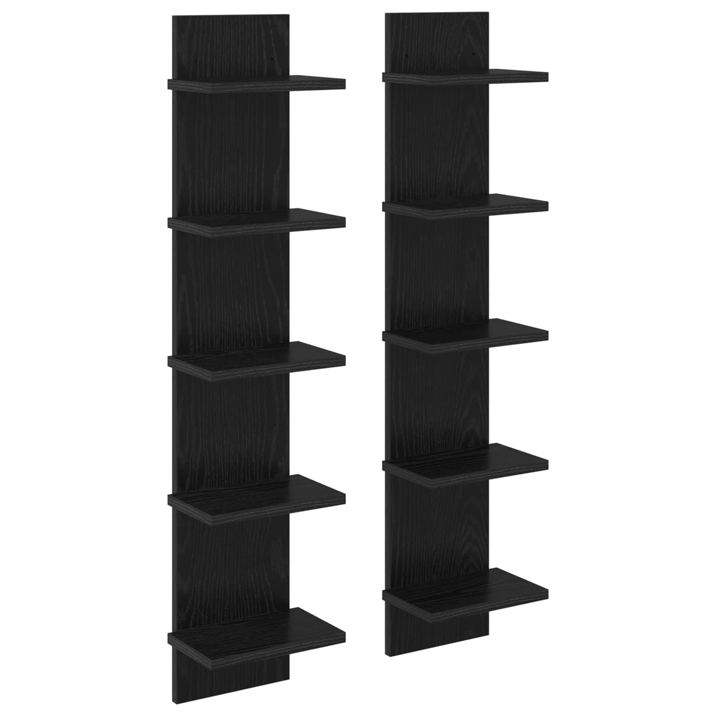 Wandplank 2 pcs Zwart eiken 22 x 15 x 100 cm Bewerkt hout is nu te koop bij PeponiXL, paradijselijk wonen!