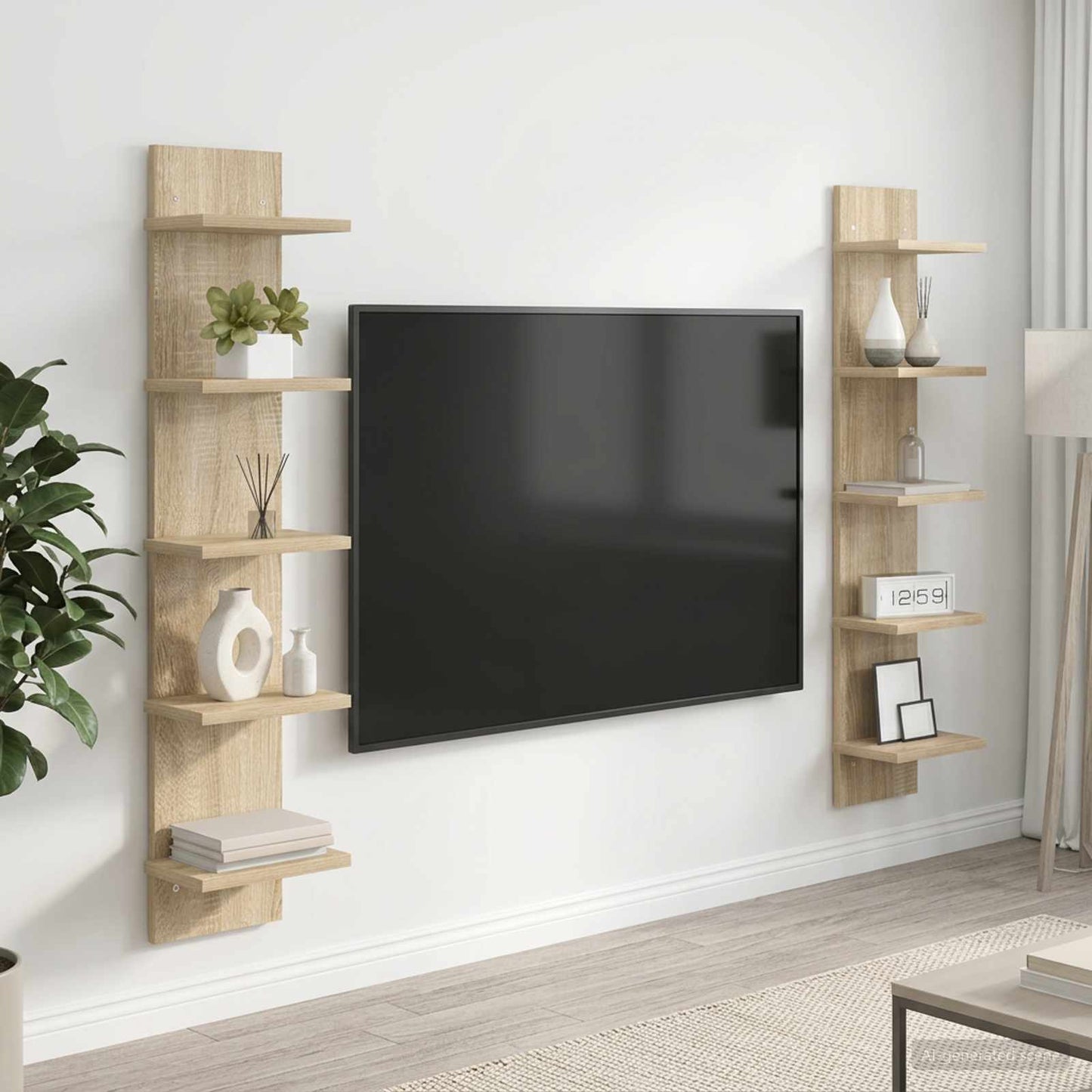 Wandplank 2 pcs Sonoma Eiken 22 x 15 x 100 cm Bewerkt hout