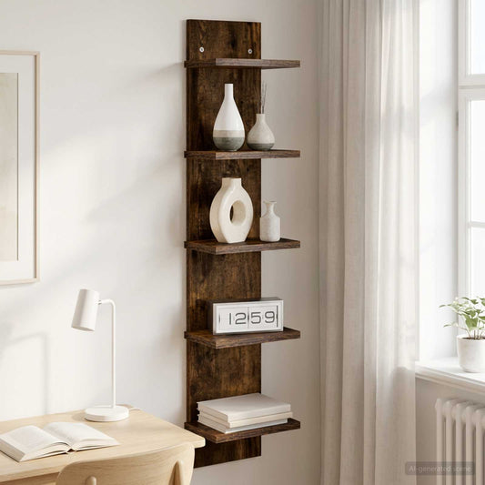 Wandplank Gerookt eiken 22 x 15 x 100 cm Bewerkt hout is nu te koop bij PeponiXL, paradijselijk wonen!